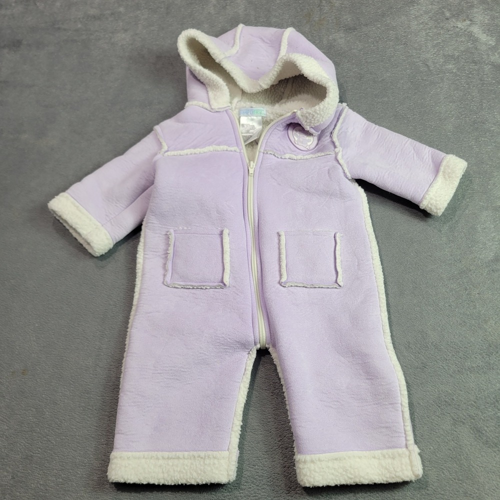 Simply Basic Pram Suit Baby Girls 6-9 Month Lavender Purple Hooded Sherpa Fleece